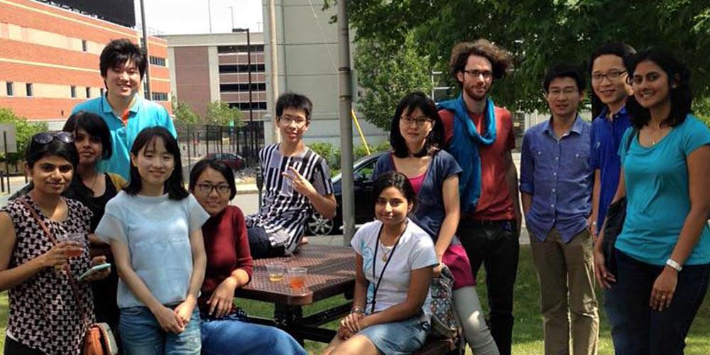 students at picnic table